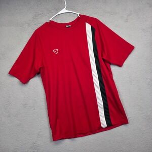 Vintage Nike Shirt Mens L Red Total‎ 90 Striped Soccer Performance Sports Active